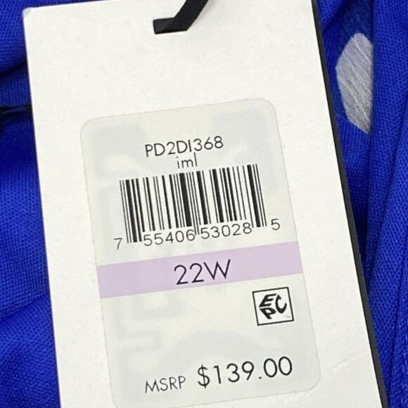 DKNY Blue Floral Faux Wrap Dress 22W NWT Ruffled Flutter Sleeves - Picture 4 of 5